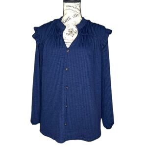 Kaileigh (S) Lev Ruffle Detail Knit Top - Stitch Fix V-Neck Button Front